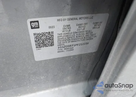 2023 Chevrolet Malibu Fwd 1Lt из США, поврежденный, VIN 1G1ZD5ST1PF212230